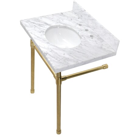 Fauceture KVPB30M87ST Dreyfuss 30" Console Sink Set, Marble White/Brushed Brass KVPB30M87ST